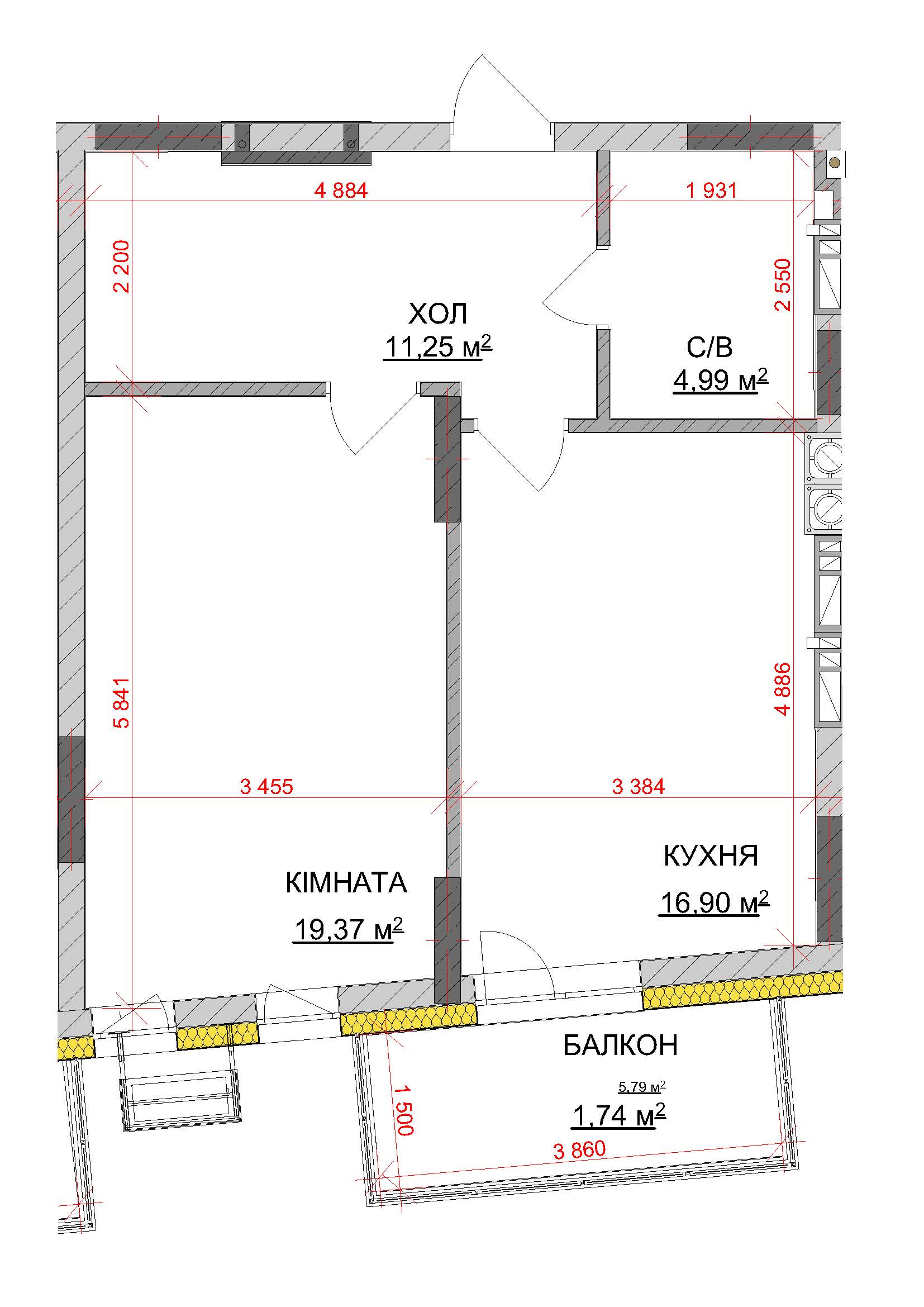 Квартира № 63 (1К)